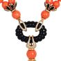 Vintage 1970s Diamond Coral Onyx 18K Gold Tassel Statement Necklace-Dover Jewelry
