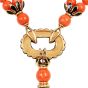 Vintage 1970s Diamond Coral Onyx 18K Gold Tassel Statement Necklace-Dover Jewelry