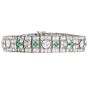 Antique Art Deco Diamond Emerald Filigree Platinum Wide Bracelet|Dover Jewelry|
