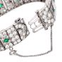 Antique Art Deco Diamond Emerald Filigree Platinum Wide Bracelet|Dover Jewelry|
