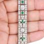 Antique Art Deco Diamond Emerald Filigree Platinum Wide Bracelet|Dover Jewelry|
