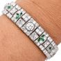 Antique Art Deco Diamond Emerald Filigree Platinum Wide Bracelet|Dover Jewelry|