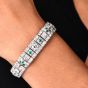 Antique Art Deco Diamond Emerald Filigree Platinum Wide Bracelet|Dover Jewelry|