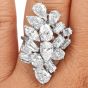  Estate 9.50cts Diamond Cluster Platinum Cocktail Ring