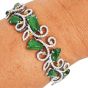  Interlocking Diamond Tulip Motif Jade  18k Wide Gold  Bracelet