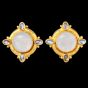 Elizabeth Locke18K gold Moonstone intaglio Glass earrings