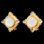Elizabeth Locke18K gold Moonstone intaglio Glass earrings