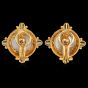 Elizabeth Locke18K gold Moonstone intaglio Glass earrings