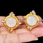 Elizabeth Locke18K gold Moonstone intaglio Glass earrings