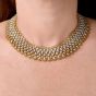 Estate 9.36carats Diamond 18K Gold Mesh Choker Statement Necklace 