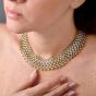 Estate 5.36carats Diamond 18K Gold Mesh Choker Statement Necklace-Dover Jewelry