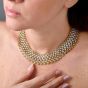Estate 9.36carats Diamond 18K Gold Mesh Choker Statement Necklace 