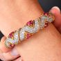 Vintage Diamond 6.55cts Ruby 18K Gold Zig Zag Textured Bangle  Bracelet|Dover Jewerly|