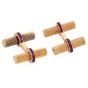 Vintage Van Cleef & Arpels 18K Gold Grooved Bar Ruby Men Cufflinks 