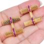 Vintage Van Cleef & Arpels 18K Gold Grooved Bar Ruby Men Cufflinks 