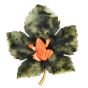 CELLINO 14K Yellow gold Coral Frog Green Jade Maple Leaf Brooch|Dover Jewelry|