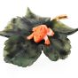 CELLINO 14K Yellow gold Coral Frog Green Jade Maple Leaf Brooch|Dover Jewelry|