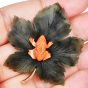 CELLINO 14K Yellow gold Coral Frog Green Jade Maple Leaf Brooch|Dover Jewelry|