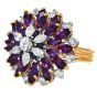 Estate Amethyst Diamond Sapphire 18K Gold Floral Cocktail Ring|Dover Jewelry|