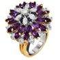 Estate Amethyst Diamond Sapphire 18K Gold Floral Cocktail Ring|Dover Jewelry|