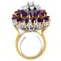 Estate Amethyst Diamond Sapphire 18K Gold Floral Cocktail Ring|Dover Jewelry|