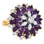 Estate Amethyst Diamond Sapphire 18K Gold Floral Cocktail Ring|Dover Jewelry|