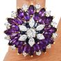 Estate Amethyst Diamond Sapphire 18K Gold Floral Cocktail Ring|Dover Jewelry|