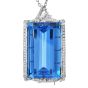 Large Blue Topaz 158.74 carats Diamond 18K Gold Brooch Pin Pendant 