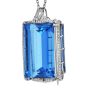 Large Blue Topaz 158.74 carats Diamond 18K Gold Brooch Pin Pendant 