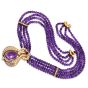 Estate Amethyst Diamond 18K Gold Multi Strand Statement Necklace