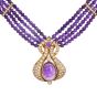 Estate Amethyst Diamond 18K Gold Multi Strand Statement Necklace