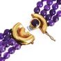1980s Amethyst Diamond 18K Gold Multi Strand Statement Necklace