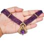 1980s Amethyst Diamond 18K Gold Multi Strand Statement Necklace
