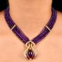 Estate Amethyst Diamond 18K Gold Multi Strand Statement Necklace