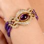 Estate Amethyst Diamond 18K Gold Multi Strand Statement Bracelet|Dover Jewelry|