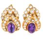 Estate Amethyst 5.70cts Diamond 18K Gold Floral Statement Earrings|Dover Jewelry|