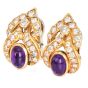 Estate Amethyst 5.70cts Diamond 18K Gold Floral Statement Earrings|Dover Jewelry|