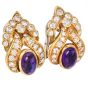 Estate Amethyst 5.70cts Diamond 18K Gold Floral Statement Earrings|Dover Jewelry|