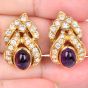Estate Amethyst 5.70cts Diamond 18K Gold Floral Statement Earrings|Dover Jewelry|