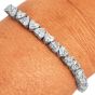 Classic 12.54cttw Heart Cut Diamond 18K White Gold Tennis Bracelet