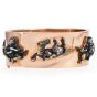 1940's Wide Gold Bangle WIth Chinese Gold Figurine Charms Bracelet|dover jewelry|