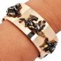 1940's Wide Gold Bangle WIth Chinese Gold Figurine Charms Bracelet|dover jewelry|