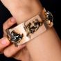 1940's Wide Gold Bangle WIth Chinese Gold Figurine Charms Bracelet|dover jewelry|