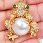 Estate Diamond Pearl 18K Gold Frog Brooch pin and  Pendant|Dover Jewelry|