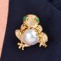 Estate Diamond Pearl 18K Gold Frog Brooch pin and  Pendant|Dover Jewelry|