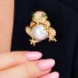 Estate Diamond Pearl 18K Gold Frog Brooch pin and  Pendant|Dover Jewelry|