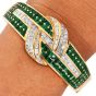 Estate 16.75cttw Diamond Emerald 18K Gold Statement Bangle Bracelet |Dover Jewelry|