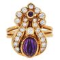 Estate Amethyst 2.90cts Diamond 18K Gold Floral Cocktail Ring|Dover Jewelry|