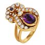 Estate Amethyst 2.90cts Diamond 18K Gold Floral Cocktail Ring|Dover Jewelry|