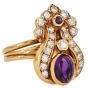 Estate Amethyst 2.90cts Diamond 18K Gold Floral Cocktail Ring|Dover Jewelry|